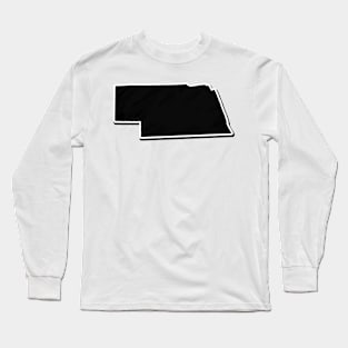 Black Nebraska Outline Long Sleeve T-Shirt